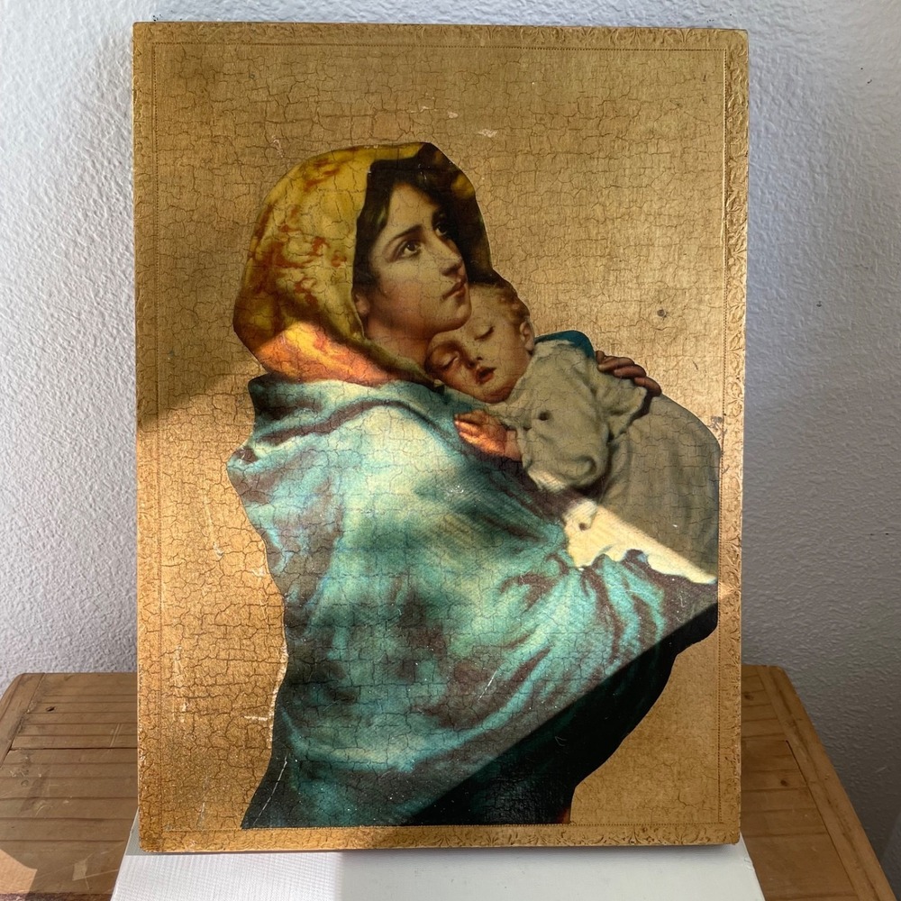 Vtg Madonna of the Streets Gold Gilt Plaque Catholic Christian Wall Art Feruzzi